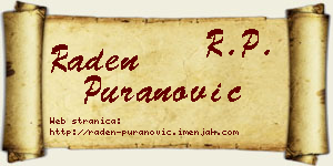Raden Puranović vizit kartica